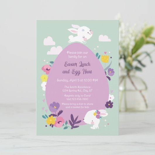 Kute bunnies en grote eierpap kaart (Staand voorkant)