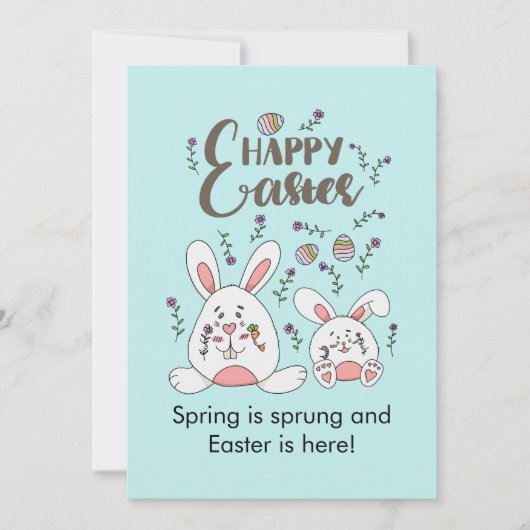 Kute Bunnies Spring flower Pasen Feestdagenkaart (Voorkant)