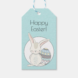 Kute Bunny Blue Pasen Cadeaulabel
