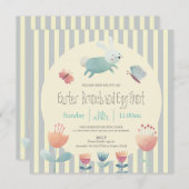 Kute Bunny blue & white striped Easter-eierjacht Kaart (Voorkant / Achterkant)