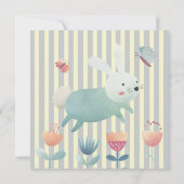 Kute Bunny blue & white striped Easter-eierjacht Kaart (Achterkant)