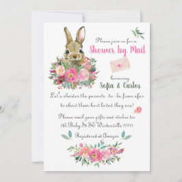 Kute Bunny Blush Rozen Flowers Baby shower door Ma Kaart