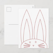 Kute Bunny Coloring Pink Outline Feestdagenkaart (Voorkant / Achterkant)