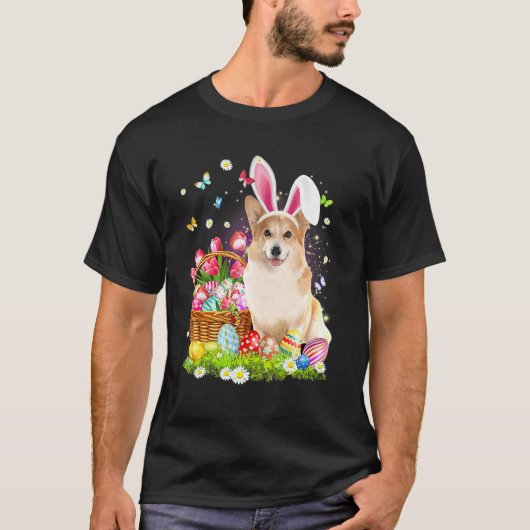 Kute Bunny Corgi Dog Paasdag T-shirt (Voorkant)