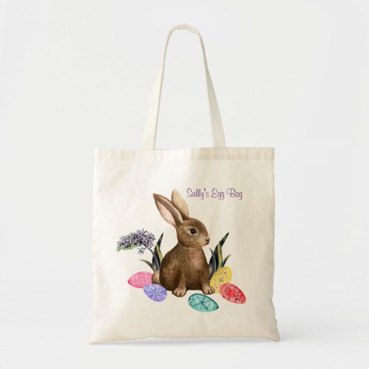 Kute Bunny Easter Egg Bag - bewerkbare tekst Tote Bag (Voorkant)