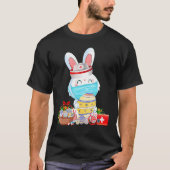 Kute Bunny Easter Face Mask Nurse with Eggs Stetho T-shirt (Voorkant)