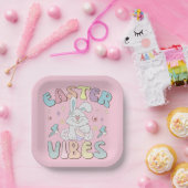 Kute Bunny Easter Vibes Pastel Spring Party Papieren Bordje (Feest)