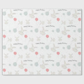 Kute Bunny en Balloons Pasen Cadeaupapier (Vlak)