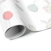 Kute Bunny en Balloons Pasen Cadeaupapier (Rol Hoek)