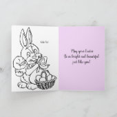 Kute Bunny- en Chic-paaskaart naar kleur Kaart (Binnen)