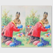  kute Bunny en kleurrijke paaseieren Cadeaupapier (Vlak)