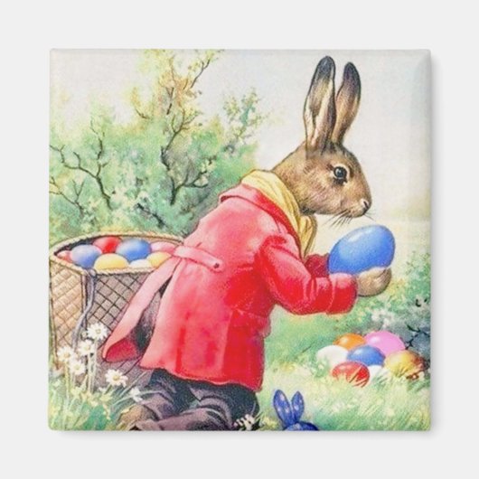  kute Bunny en kleurrijke paaseieren Magneet (Voorkant)