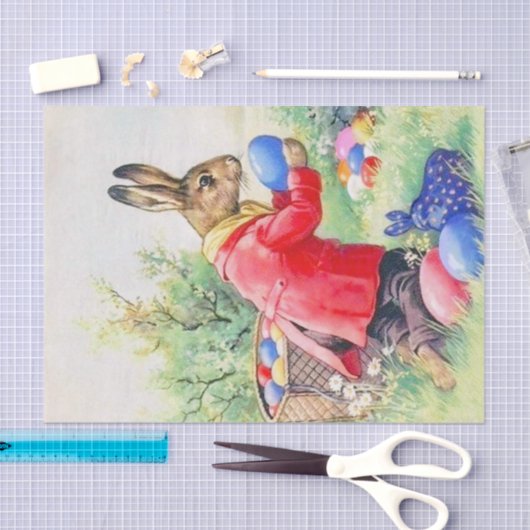  kute Bunny en kleurrijke paaseieren Tissuepapier (Craft)