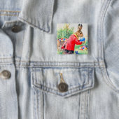  kute Bunny en kleurrijke paaseieren Vierkante Button 5,1 Cm (In situ)