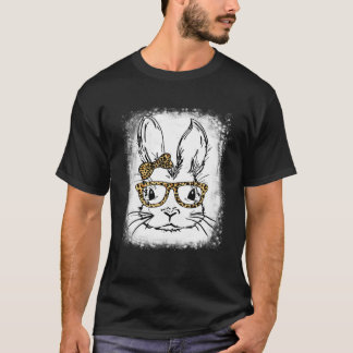 Kute Bunny Face Leopard Gassen Paasdag Bleache T-shirt