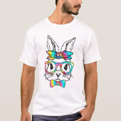 Kute Bunny Face Leopard Print Glasses EASTER T-shirt (Voorkant)