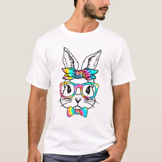 Kute Bunny Face Leopard Print Glasses EASTER T-shirt