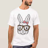 Kute Bunny Face Leopard Print Glasses EASTER T-shirt (Voorkant)