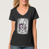 Kute Bunny Face Leopard Print Glasses paaspitkoepe T-shirt (Voorkant)