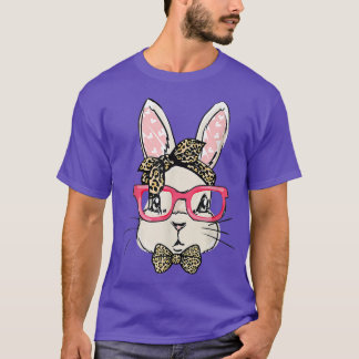 Kute Bunny Face Leopard Print Paasdagmeisjes Wom T-shirt