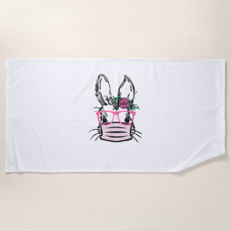 Kute Bunny Face met gezichtsmasker konijn oost Strandlaken