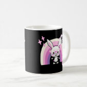 Kute Bunny Face met Rainboogbril spreekt Spanis Koffiemok (Voorkant rechts)