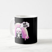 Kute Bunny Face met Rainboogbril spreekt Spanis Koffiemok (Voorkant links)