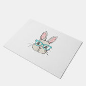 Kute Bunny Face met roze bril, paaskonijn F Deurmat (Schuin)