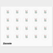 Kute Bunny Face met roze bril, paaskonijn F Ronde Sticker (Vel)