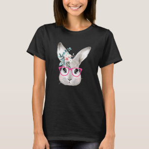 Kute Bunny Face met roze glazen paaskonijn Fl T-shirt