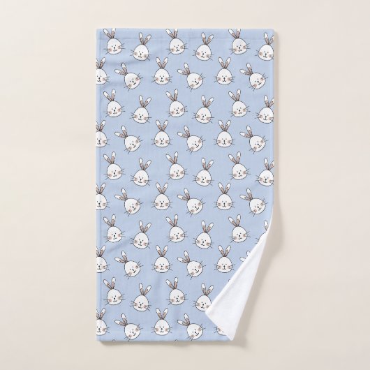 Kute Bunny Face Pattern op Light Blue Bad Handdoek (Handdoek)
