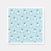 Kute Bunny Face Pattern op Light Blue Servet (Voorkant)