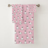 Kute Bunny Face Pattern op Light Roze Bad Handdoek (Insitu)