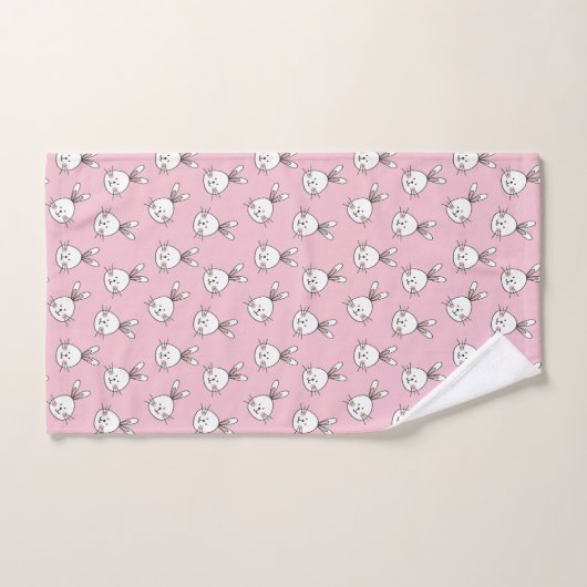 Kute Bunny Face Pattern op Light Roze Bad Handdoek (Handdoek)