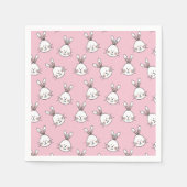 Kute Bunny Face Pattern op Light Roze Servet (Voorkant)