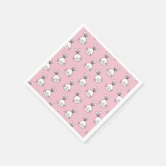 Kute Bunny Face Pattern op Light Roze Servet (Hoek)