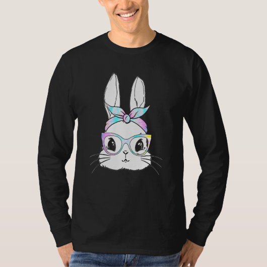 Kute Bunny Face Tie Dye Glasses Paasdag 1 T-shirt (Voorkant)