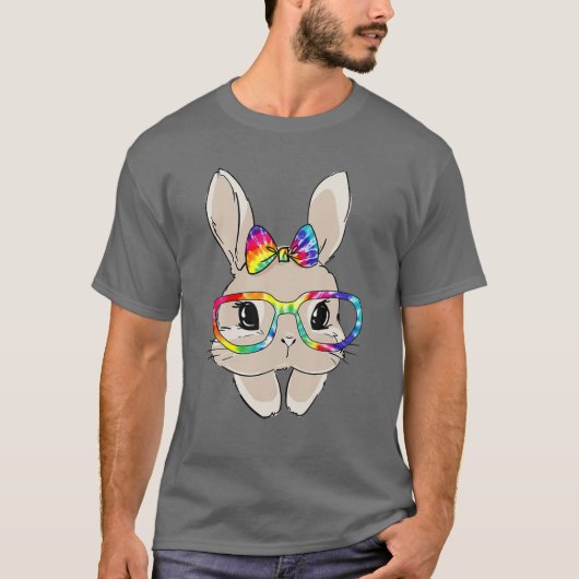 Kute Bunny Face Tie Dye Glasses Paasdag Kinder Gi T-shirt (Voorkant)