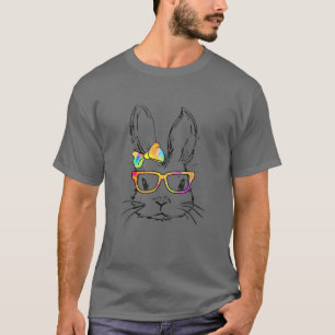 Kute Bunny Face Tie Dye Glasses Paasdag T-shirt