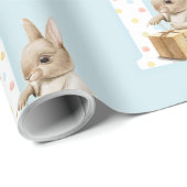 Kute Bunny First Birthday Wrapping Paper Cadeaupapier (Rol Hoek)