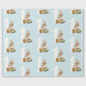 Kute Bunny First Birthday Wrapping Paper Cadeaupapier (Vlak)