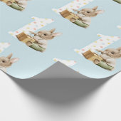 Kute Bunny First Birthday Wrapping Paper Cadeaupapier (Hoek)