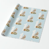 Kute Bunny First Birthday Wrapping Paper Cadeaupapier (Uitgerold)