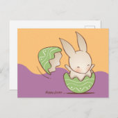 Kute Bunny hatching, Green Easter Egg Briefkaart (Voorkant / Achterkant)