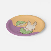 Kute Bunny hatching, Green Easter Egg Papieren Bordje (Gekanteld)