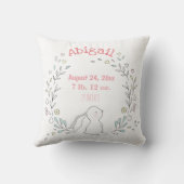 Kute bunny in een baard - Birth Stats Nursery Kussen (Achterkant)