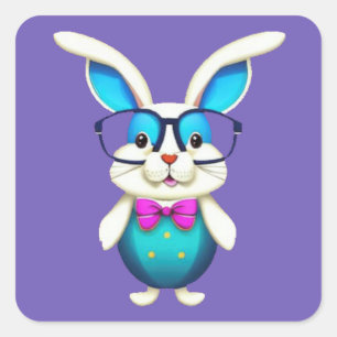 Kute Bunny-konijn met een bril Vierkante Sticker