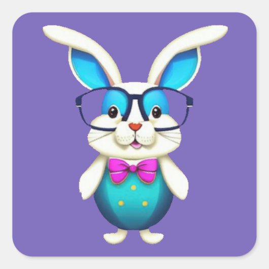 Kute Bunny-konijn met een bril Vierkante Sticker (Voorkant)