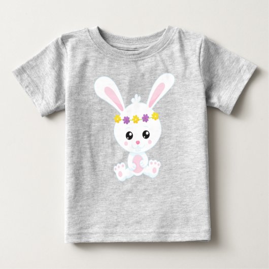 Kute Bunny, Little Bunny, White Bunny, Flowers (Voorkant)