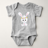 Kute Bunny, Little Bunny, White Bunny, Flowers Romper (Voorkant)